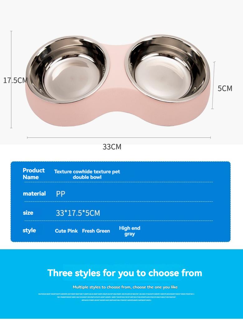 Pet Stainless Steel Double Bowl Dog Food Utensil Cat Bowl Simple Double Bowl Anti Rollover