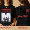 Camiseta Preta Vintage Dupla Face "The Romantic Tour 2026" de Bruno Mars com Rosa e Vinil | Camiseta de Merchandising para Fãs de Concerto de Música Pop
