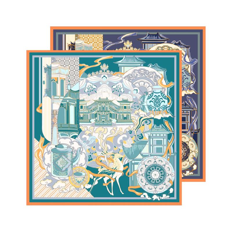 Dunhuang Cultural Mulberry Silk Square Scarf - Hangzhou Silk Gift Scarf 86x86 CM