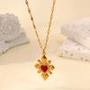 Cute Heart Pendant Necklace for Women Red Love Dijes Gold Color Collares Long Stainless Steel Chains Excellent Quality