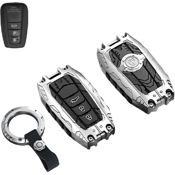 Heavy Metal Key Fob Cover Case Protector for Toyota, Keychain, Accessories for Toyota 2020 2021 2022 2023 Highlander 2018-2024 RAV4 Camry C-HR