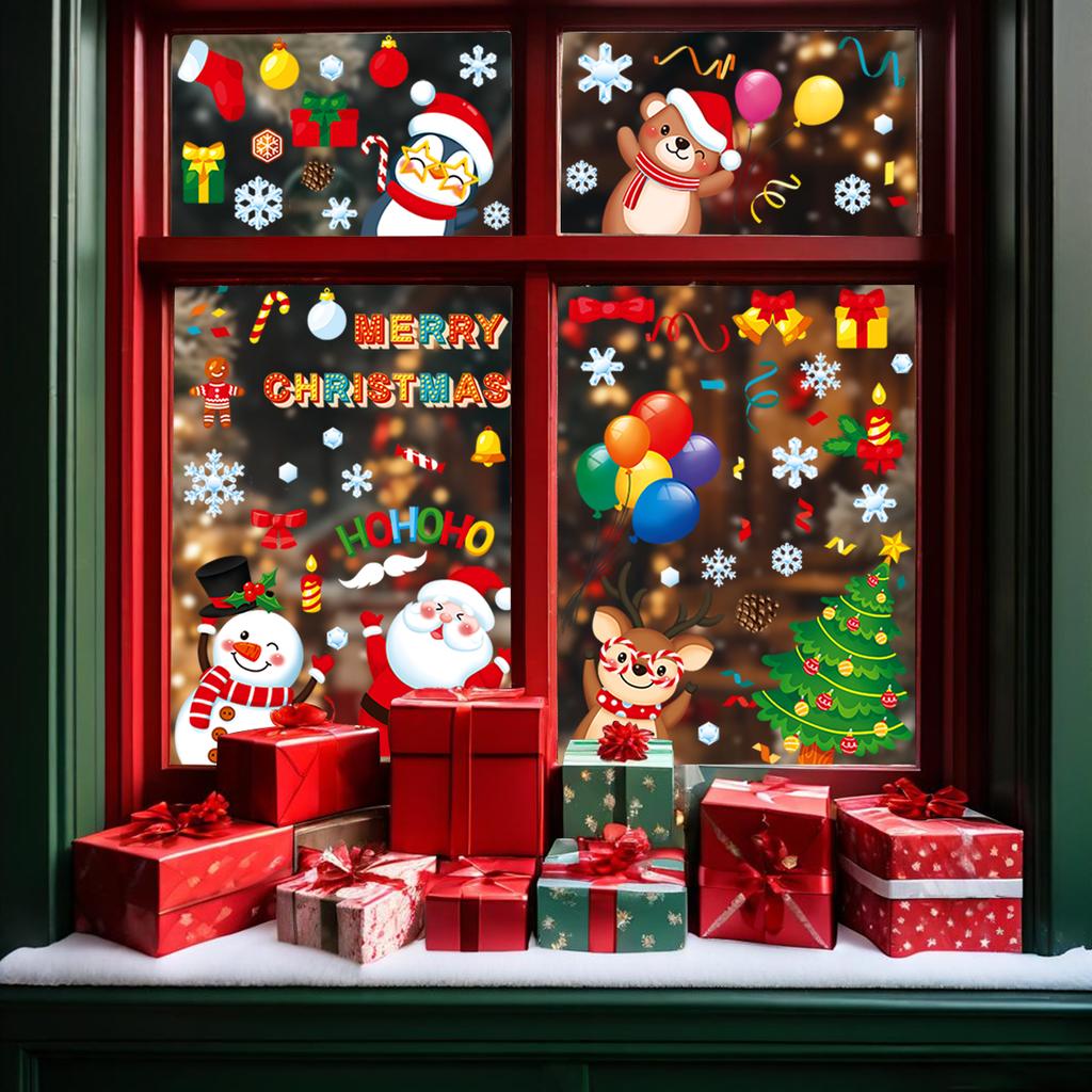 9pcs Christmas Window Stickers Merry Christmas Party Decoration 2026 Xmas Santa Claus Stickers Navidad Natal New Year Gift 2026