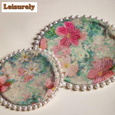Brocade Flowers Beaded Coasters Antique Hot Pad For Coffee Cups Saucer Heat Insulation Placemats Cup Holder Teaware Accessories