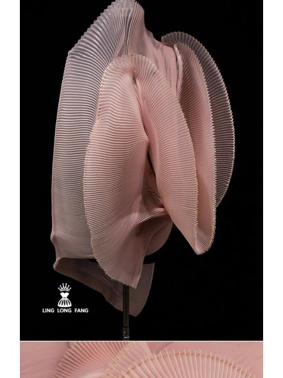 Pleated White Organza Crinkle Fabric for Evening Dress Decoration