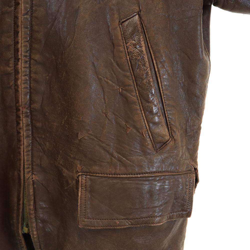 Lawton 40s Vintage U-shape leather jacket 34 Brown TALON ZIP Men's Used