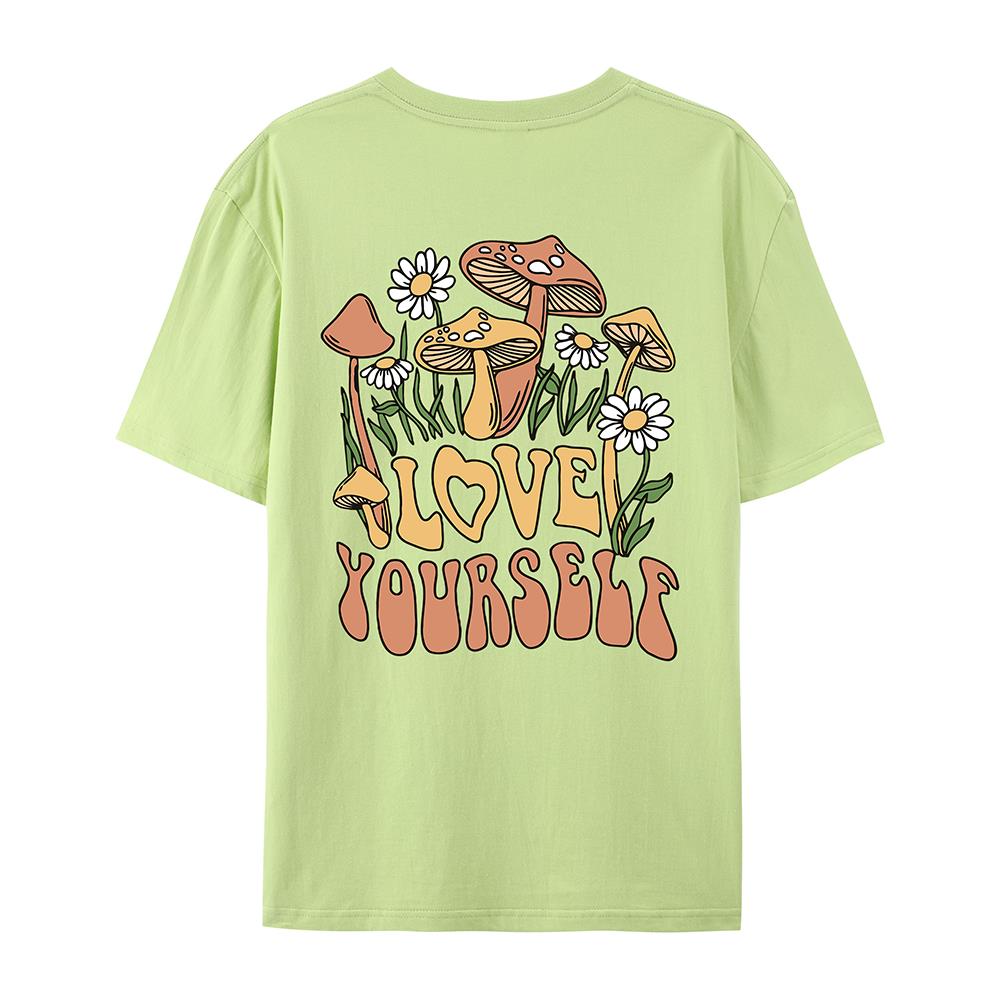 Love Yourself Grow Wantonly Cotton Prints Woman T-Shirt Essential Daily T-Shirt Personality Funny Short Sleeve Oversized Tshirts