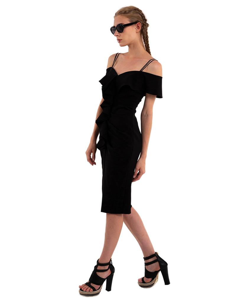 GREEDILOUS Black Ruffle Dress