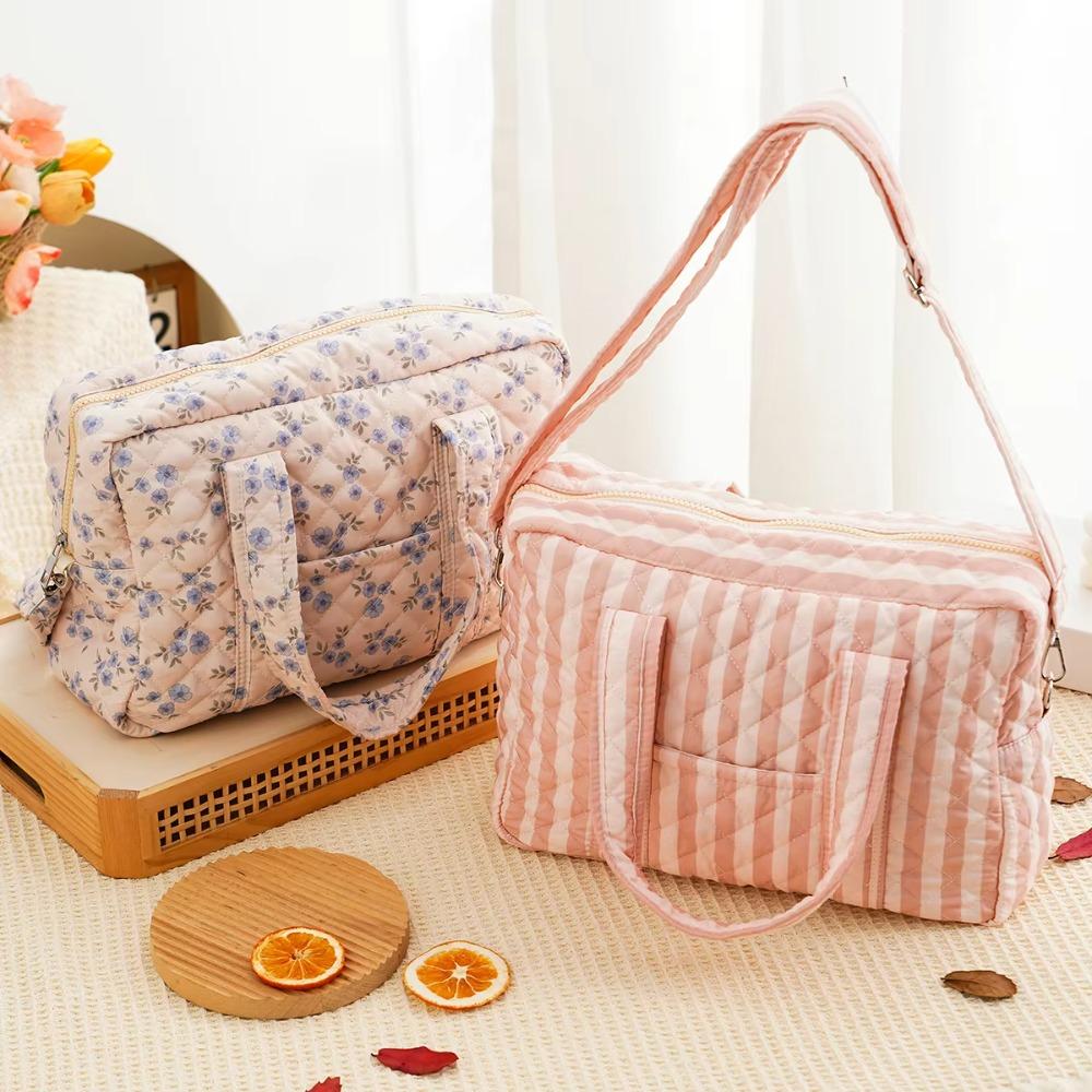 Quilted Baby Diaper Tote Bag Polyester Fabric Nappy Changing Bag Fashion Mummy Bag Mom
