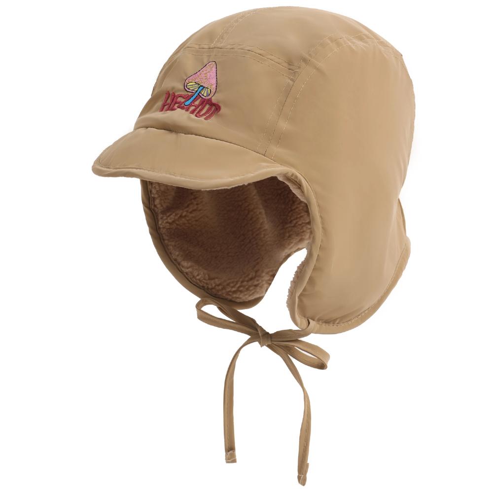 New Pilot Style Hat Fashioh Winter Cap Mushroom Embroidery Warm Bomber Hat Caps For Women Solid Color Girl Hats