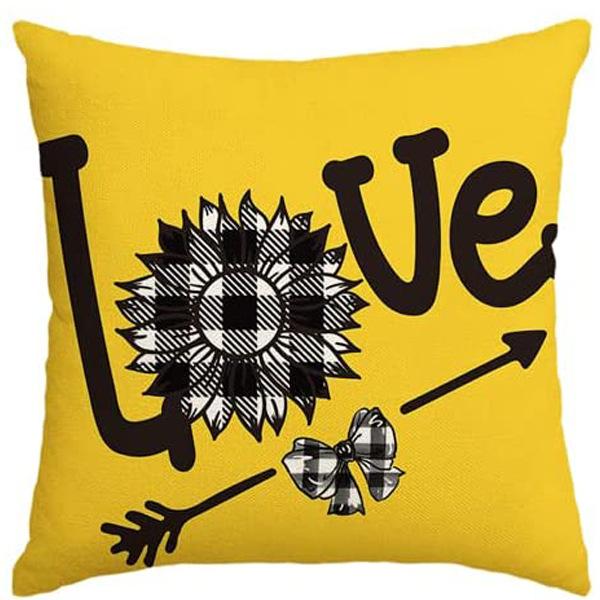 Summer Sunflower Pillow Case Linen Print Sun Flower Home Sofa Pillow Plant Flower Pillow