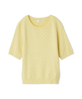 FRAY I.D. Washable Cable Half Sleeve Knit Pullover FWNT254052 YEL F