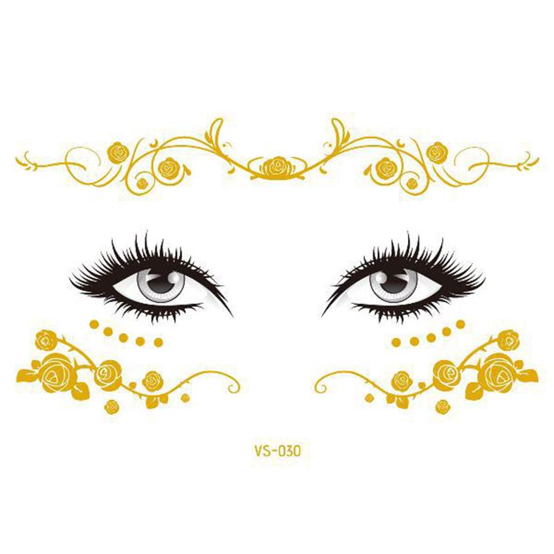 Pegatinas de purpurina para tatuajes faciales, tatuajes temporales metálicos dorados, calcomanías de maquillaje impermeables para chicas, fiestas, festivales de música