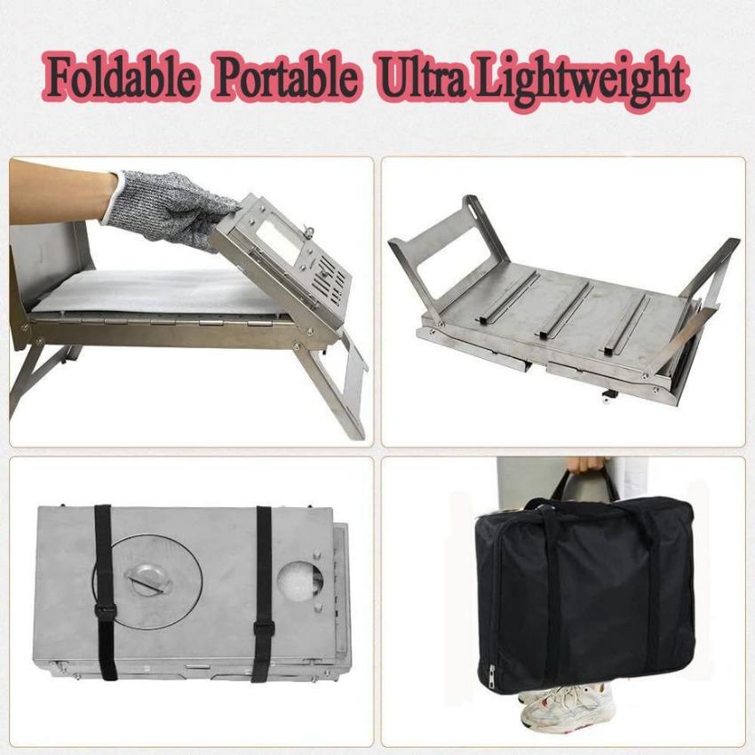 Folding Tent Stove Wood Burning Stove Convenient Storage Easy To Installation Rapid Heating Strong Heat-resistant Burner