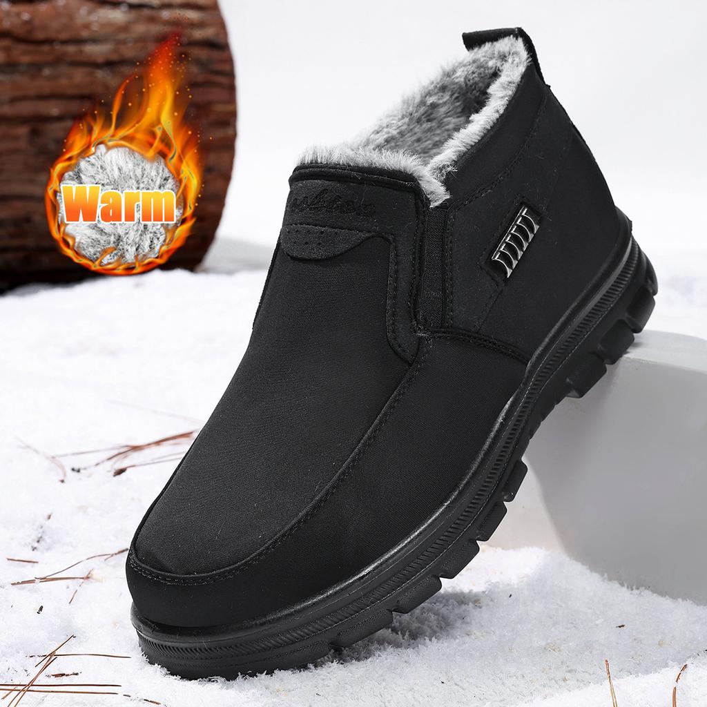 Neue Winterbaumwollschuhe große Baumwollstiefel verdickt warm weichsohlige Stoffschuhe mittelhohe Herrenbaumwollstiefel