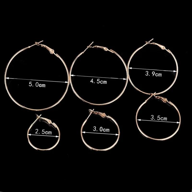 6Pairs /12Pairs Punk Hoop Earrings Set Big Circle Earrings Jewelry For Women Girls Steampunk Ear Clip Punk Earring Ear Ring