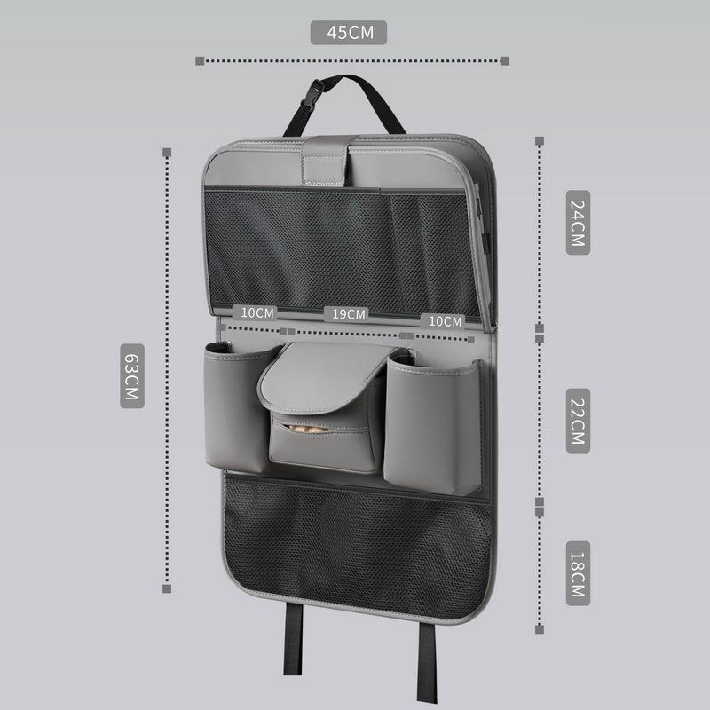 1PC car seat back storage bag leather rear storage box dining table car seat back hanging bag anti-kick pad