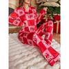 Herbst Winter Pyjama Set Damen Weihnachten Neujahr niedlicher Cartoon Pyjama zweiteiliges Set lässige Loungewear schwarz Nachtwäsche
