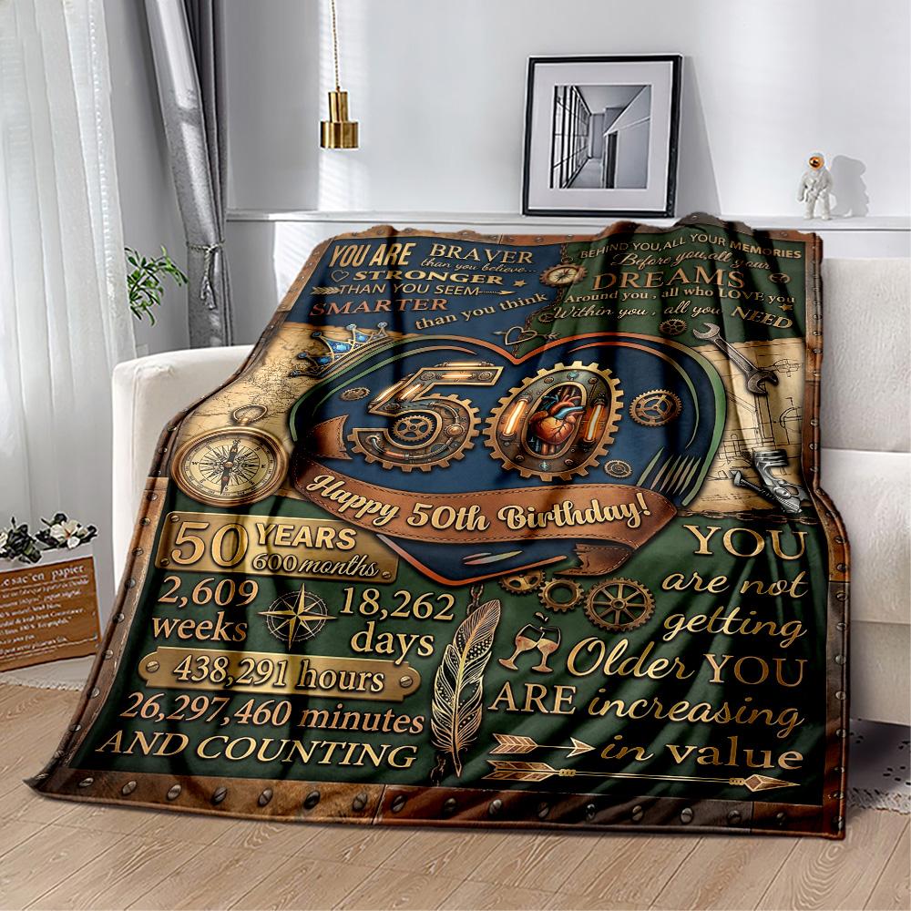 50th Anniversary Celebration Flannel Blanket-Soft and Suitable for Sofas,Beds,Offices,Travel,All Seasons,Great Gift for Holidays and Birthdays.