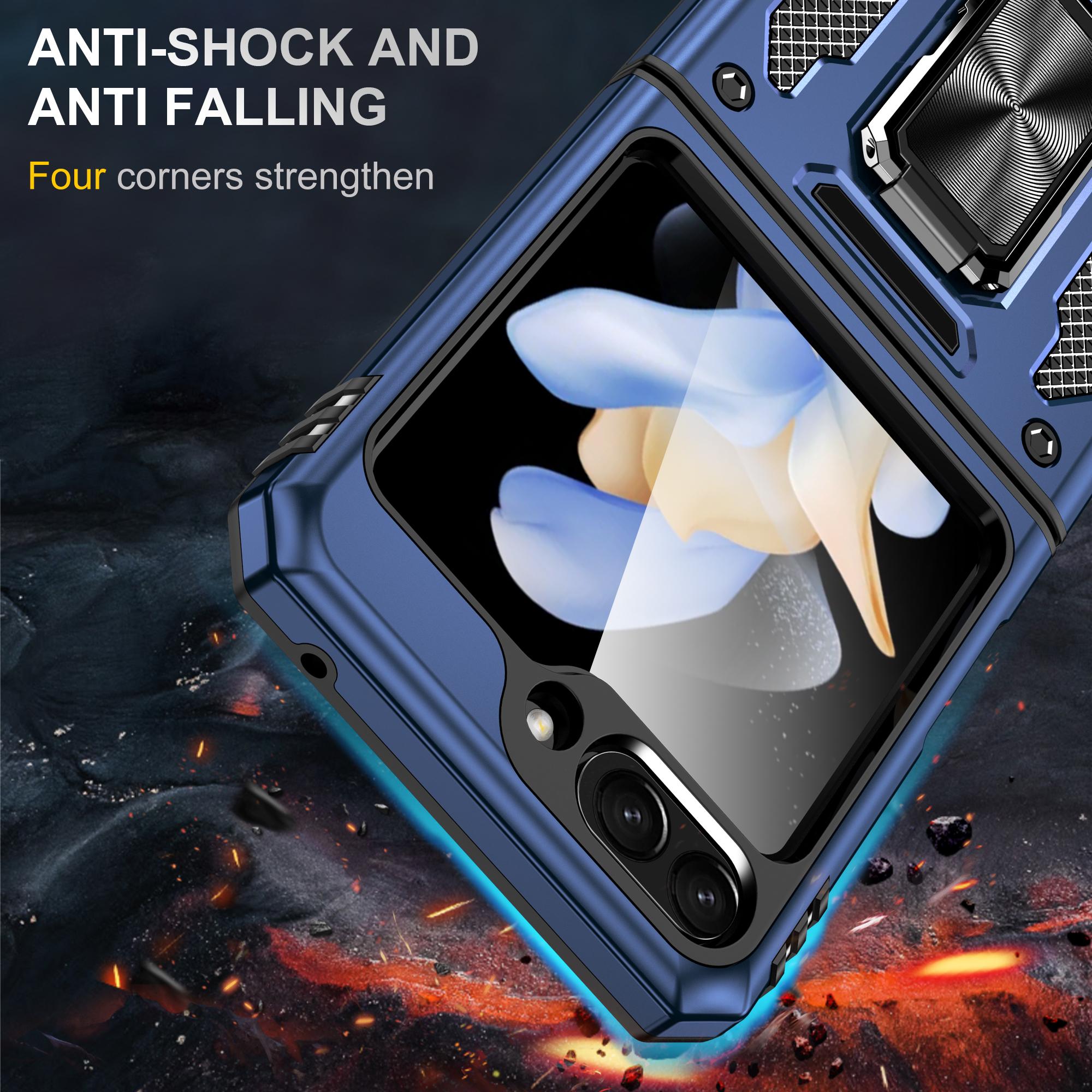 

Armor Series For Samsung Galaxy Z Flip6 5G Case Ring Kickstand PC+TPU Phone Cover Navy Blue
