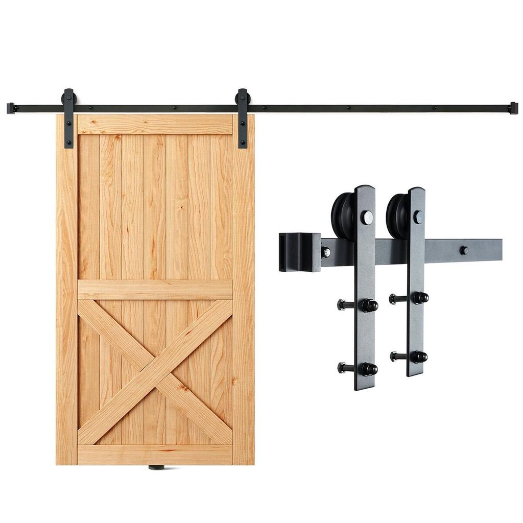 8FT Sliding Barn Door Hardware Kit, 330LBS Loading Heavy Duty Barn Door Track Kit for Single Door, Fit 3.7-4.3FT Wide and 1.3"-1.8" Thick Door Panel,