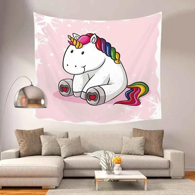 Rainbow Unicorn Pattern Tapestry Office Living Room Tapestry Home Wall Decoration Tapestry