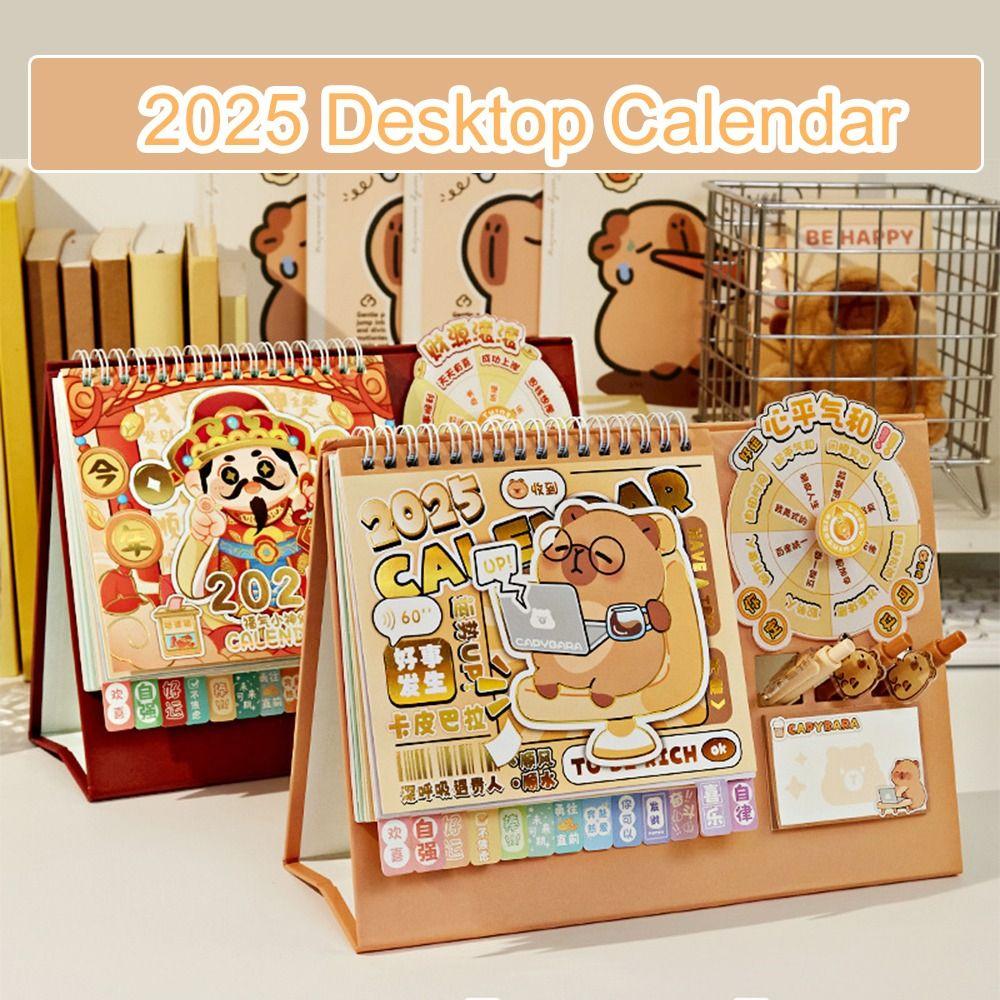 Funny Capybara 2025 Calendar To Do List Agenda Organizer Planner Wheel Desktop Calendar  Decor
