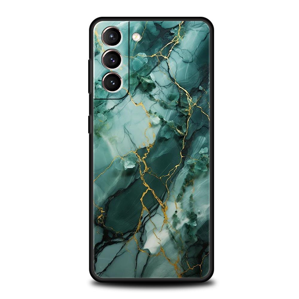 Watercolor Marble Phone Case For Samsung Galaxy S26 Ultra S25 Plus S24 FE S23 S22 5G S21 S20 Cover Black Soft