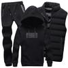 Abbigliamento sportivo da uomo con cappuccio: Set Felpa Gilet e Pantaloni Casual Autunno/Inverno