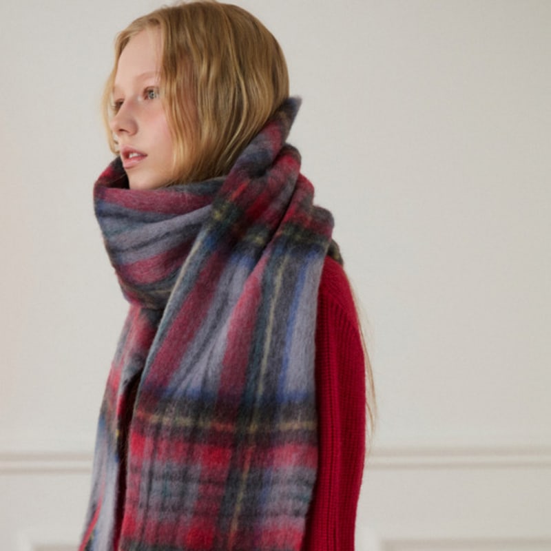 EGOIST [BLUE LABEL] Wool Blend Wide Check Muffler ER4OAM01