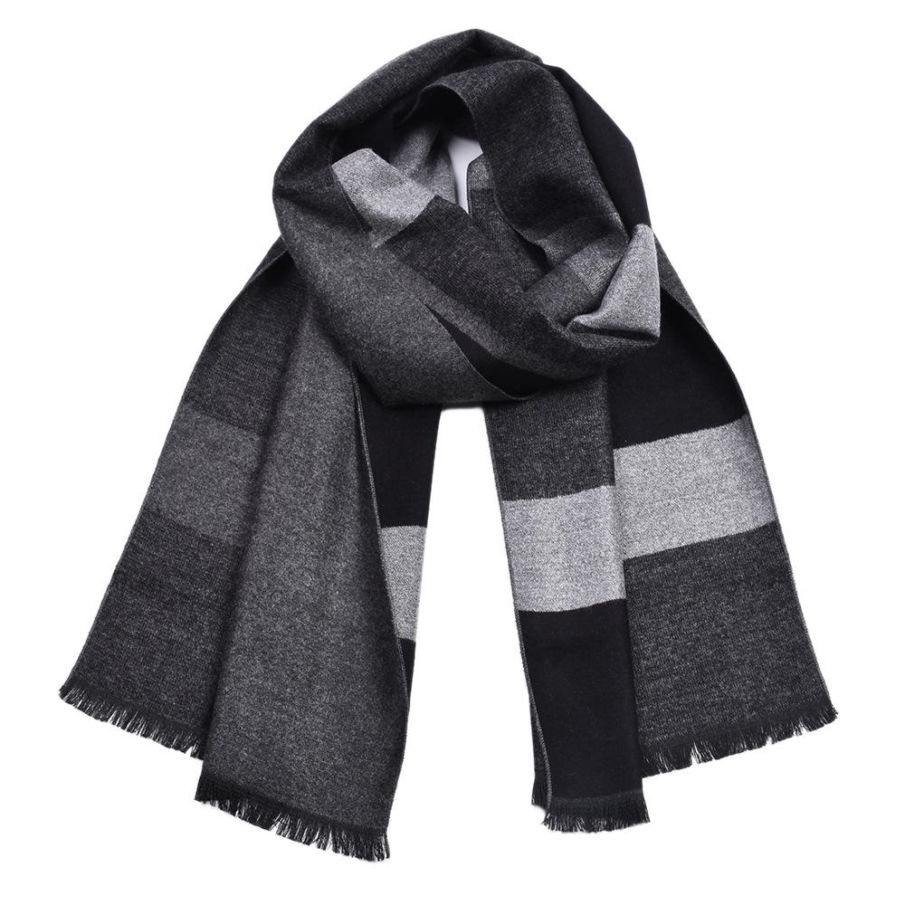 Double Sided Long Warm Men'S Winter Shawl Scarf Short Tassel Soft Warm Business Scarves For Men