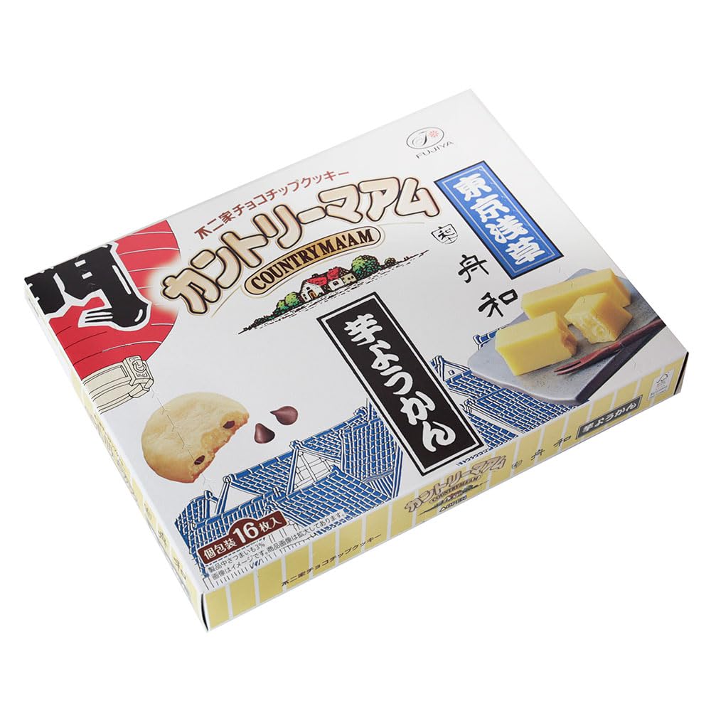 Fujiya FUJIYA Chocolate Chip Cookies Country Ma'am 2019 Tokyo Limited Edition Asakusa, Tokyo Sweet Potato Yokan, Tanwa Cookies, 16 Cookies