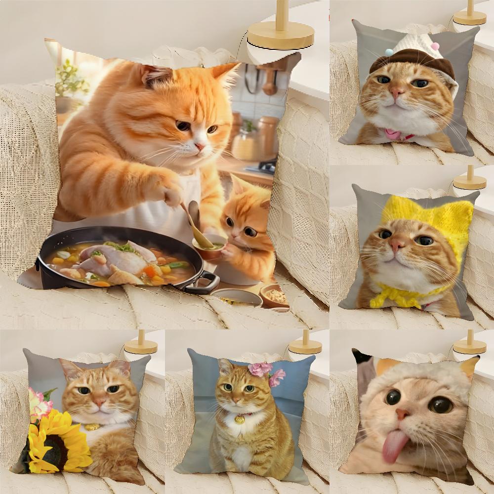Cute Funny Internet Meme Cat 2 Pillow Case Linen Cushion Covers For Decorative Sofa Home Pillows Case Car Chair Pillows Cases