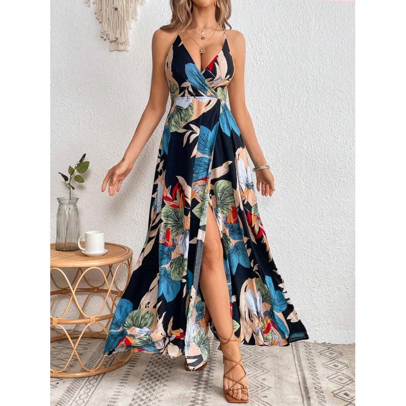 

Women s Sleeveless Yellow Floral Summer Dress for Beach and Vacation S чёрный