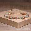Mixed Natural Stone Square Bead Bracelet – Gold Accent Adjustable Boho Jewelry, Earthy Healing Gift for Women