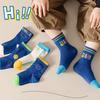 5 Paare/Satz Niedliche Baby Jungen Socken Herbst Winter Baumwolle Kinder Mid Tube Socke Vintage Marineblau Gestreifte Kinder Sportliche Socken