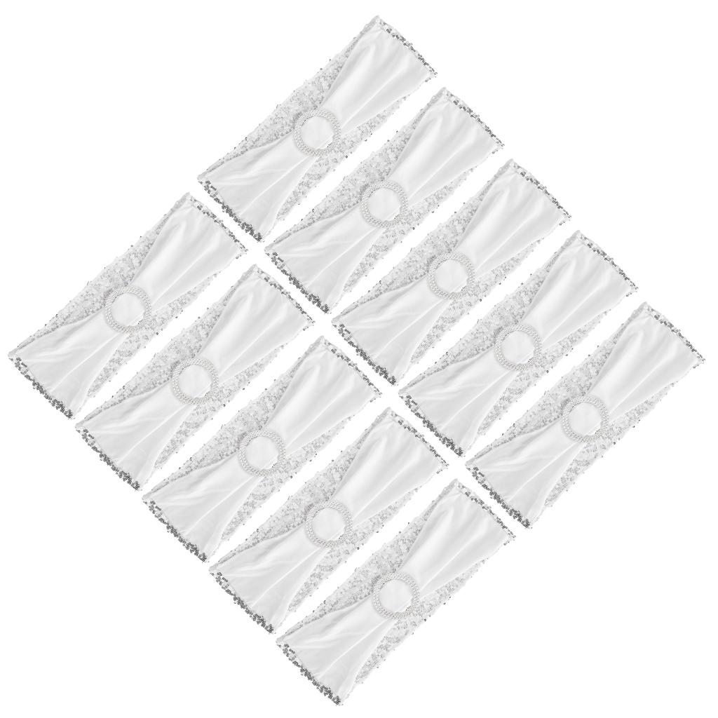 10Pcs Chair Sash Washable Elastic Chair Cover Band Decoration Set for Wedding Party Banquet