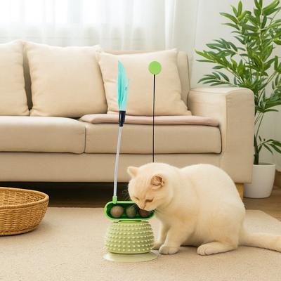 Verschleißfestes Katzen-Laufrad mit Feder Abnehmbarer Katzen-Teaser-Stab mit Ball Katze Anti-Juckreiz Haustier-Unterhaltung
