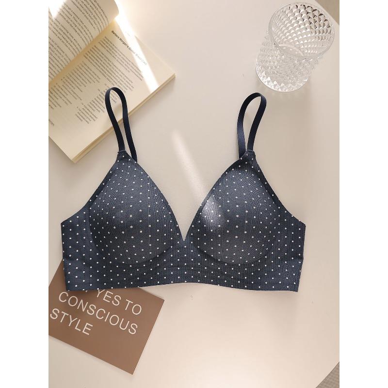 

Girl conceived floral polka dot soufflé breathable triangle cup underwear without steel ring gathering comfortable anti-sagging bra xl(recommended 85ab)