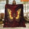 1pc 2D Flat Printing Spring & Summer New Arrival Gorgeous Butterfly and Floral Pattern Digital Print Blanket, Throw Blanket, Soft and Comfortable 100%
