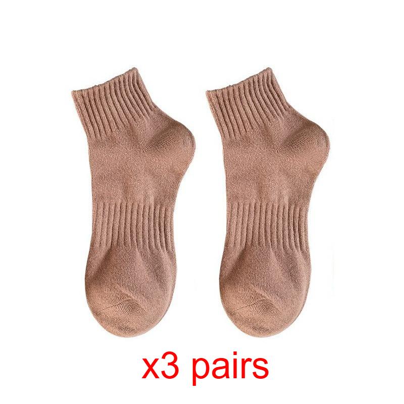 

3 пары женских носков средней длины, носки по щиколотку, носки с вертикальными полосками, весенние и осенние носки, спортивные хлопковые носки 3 pairs коричневый