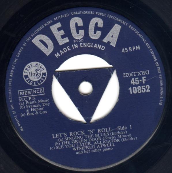 7inch Record WINIFRED ATWELL - Let's Rock 'n' Roll 45F10852 DECCA 1957 UK Rock Used