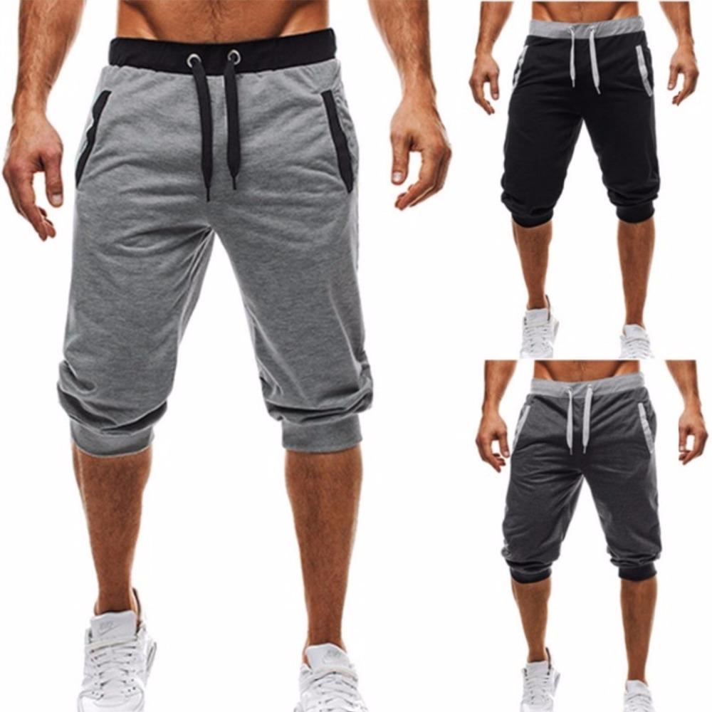 Men's European and American Trendy Slim Fit Color Block Jogging Shorts