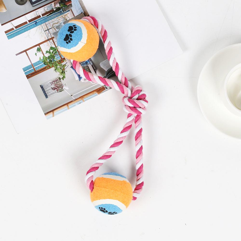 Shiba Inu Cotton Rope Toy: Tennis Ball & Knot for Teeth Cleaning and Boredom Relief