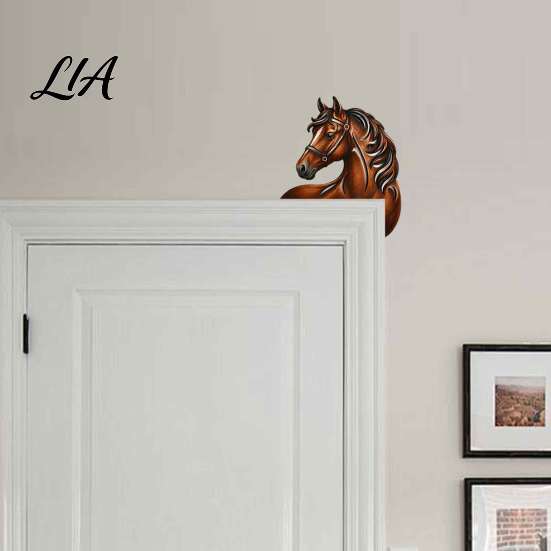 Animal Head Door Topper Western Horse Wooden Decor, 2D Printed Rustic Frame Home Ornaments Ornament, Top Shelf Decoration for Farmhouse Style Interior