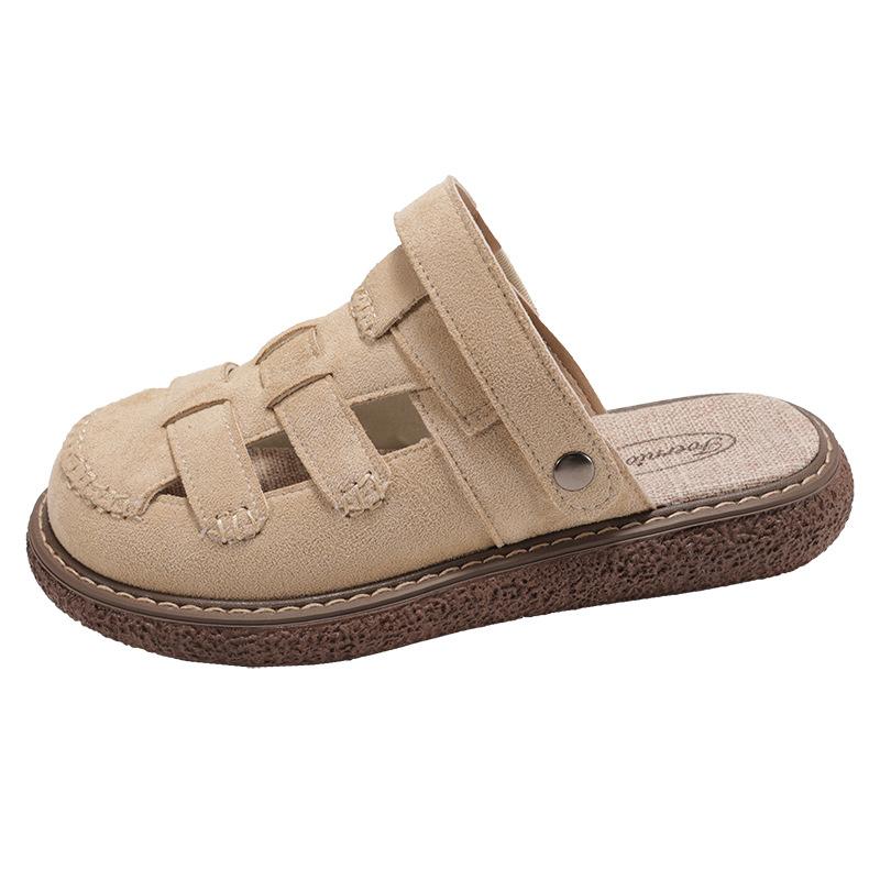 Casual and Lightweight Retro Thick-soled Bag Head Slippers Women's Outer Wear 2025 New Summer One-pedal Height-increasing Roman Sandals