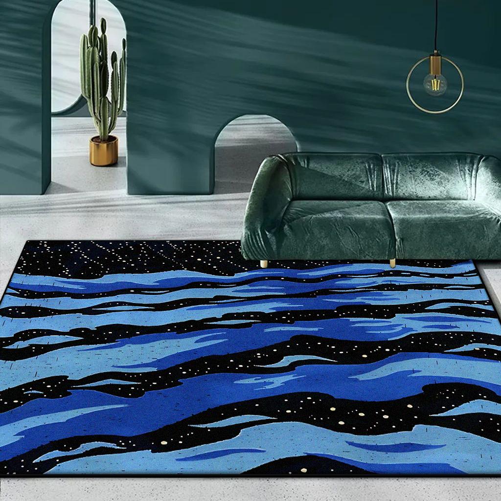 

Abstract Green Ripple Carpet Living Room Decoration Sofa Area Rugs Non-slip Bedroom Lounge Floor Mat Kid Room Bedside Door Mats 60*90cm