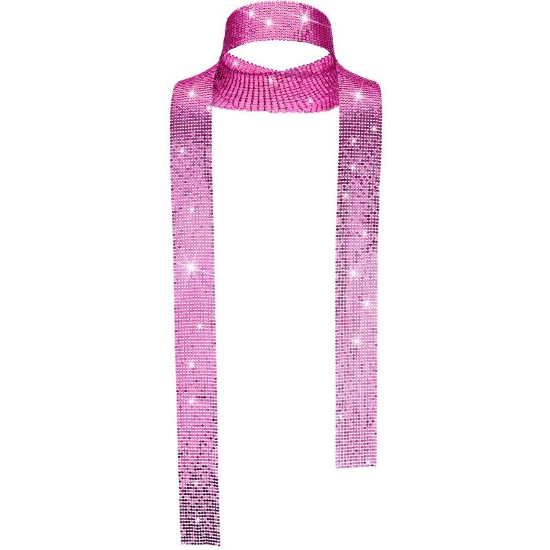 Spice Girl Metal Sequins Versatile Scarf Shiny Personalized Scarf Necklace Simple Long Nightclub Scarf Accessories