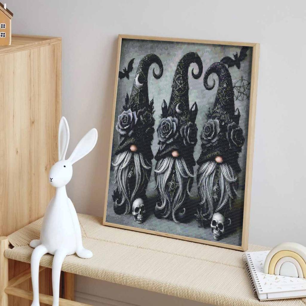 Halloween 5D Diamond Full Diamond Art Painting Kit Diamond Painting Home Decor, Gothic Rose Gnomes Wall Art Craft Gift For Adults