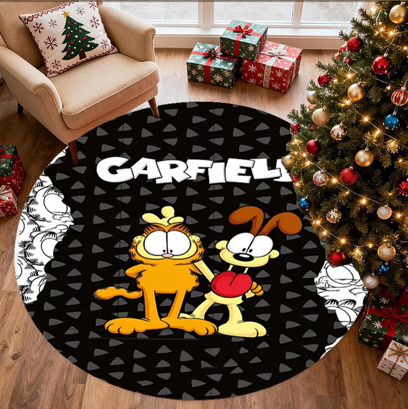 Garfield Pattern Round Rug, Indoor/Outdoor Mat, for Picnic, Gameroom, Bedroom, Office, Living Room, Home Decor Carpet, Birthday Gift