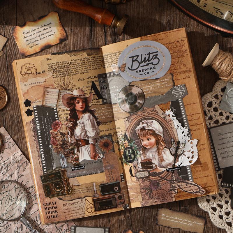 30 Sheets Vintage Letterhead Decor Stickers, Nostalgic Letter Borders, Journal Card Album DIY Decals